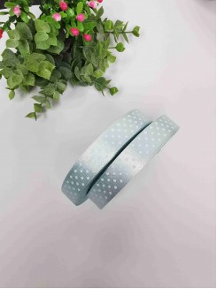 Лента атласная в горошек 1,5см. бобина 22-23метра (светло-голубой)